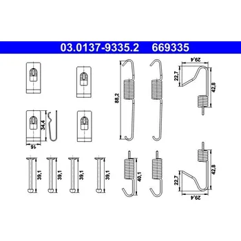 Brzdový systém Sada příslušenství, parkovací brzdové čelisti ATE 03.0137-9335.2