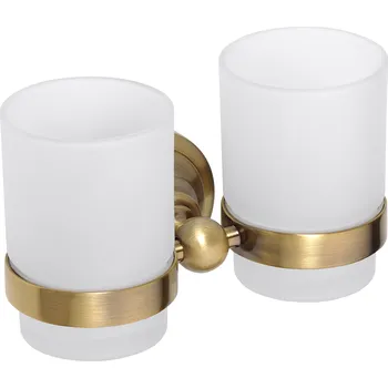 Držák na kartáček RETRO bronz: Dvojitý držák kartáčků sklo