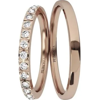 Prsten Primossa Minimalistické snubní prsteny se zirkony Primossa, růžové zlato - vzor č. 1177 Dámský prsten: 51 mm, Pánský prsten: 71mm