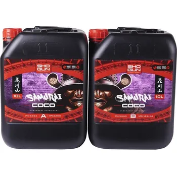 Hnojivo Shogun Samurai Coco A+B 10L (SHOGUN Samurai Coco je dvousložková výživa pro pěstování v kokosu po celý pěstební cyklus.)