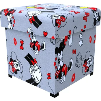 Taburet Čalouněný taburet Mickey červená 40 x 40 cm