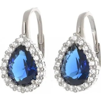 Náušnice Dámské stříbrné naušnice se modrými zirkony STNAU1203F