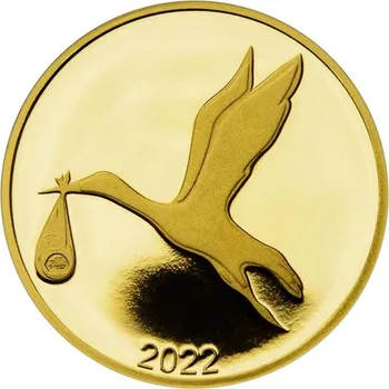 Pražská mincovna Dukát k narození miminka čáp 2022 3,49 g