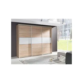 Šatní skříň Skříň FLORENCIJA šatní, 277cm dub sonoma/ bílé sklo