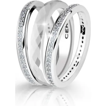 Prsten Cerafi Keramický prsten se zirkony Kombinacione Bianco 127 Velikost: 58