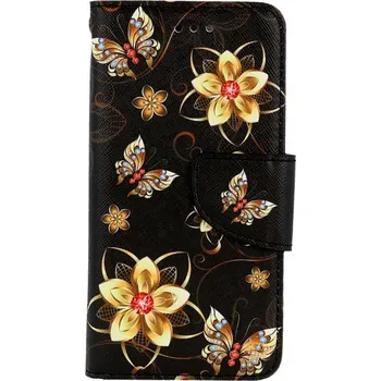 Pouzdro na mobilní telefon Pouzdro iPhone SE 2022 knížkové Zlaté květy (kryt neboli obal na iPhone SE 2022)