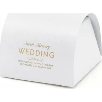 Dárková krabička PartyDeco Svatební krabička kulatá 6,1 x 6 x 4,7 cm bílá 10 ks