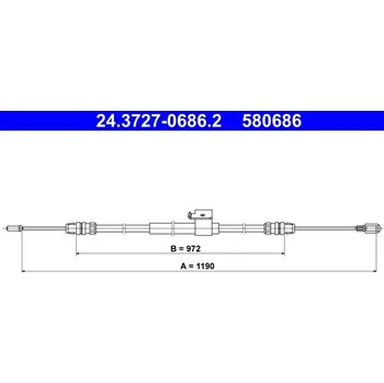 Lanko parkovací brzdy Tažné lanko, parkovací brzda ATE 24.3727-0686.2