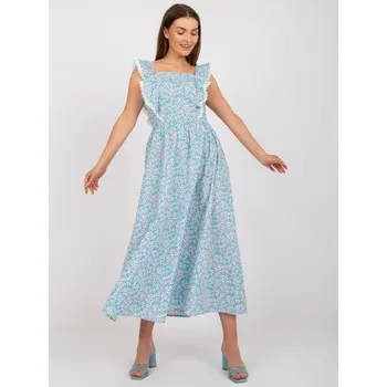 Dámské šaty Dámské šaty s potisky bavlněné maxi ELA modré