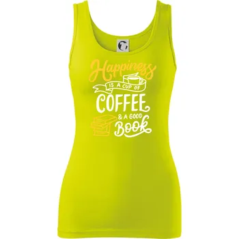 Happiness is a Cup of Coffee and a Good Book - Dámské tílko - 2XL ( Limetková )