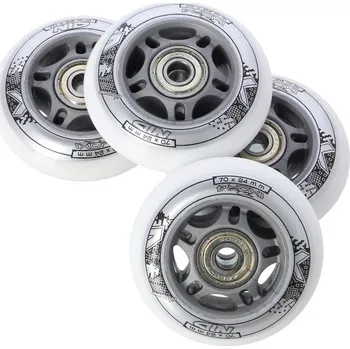 Kolečko k in-line bruslím Sestava bílých PU koleček 70x24 + ložiska ABEC7 NILS EXTREME