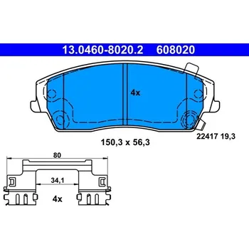 Brzdová destička Sada brzdových destiček, kotoučová brzda ATE 13.0460-8020.2