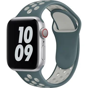 Příslušenství k chytrým hodinkám Silikonový sportovní řemínek pro Apple Watch 38/40/41/42mm Barva: Zelená/šedá, Typ: 44