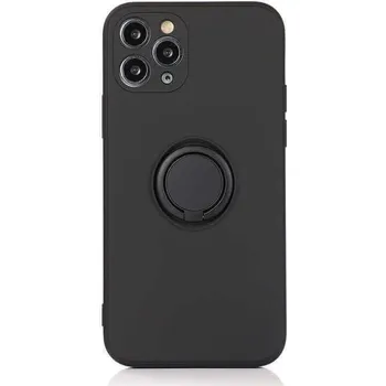 Pouzdro na mobilní telefon Silikonový ochranný obal s držákem na prst Apple iPhone 12 Pro - černý