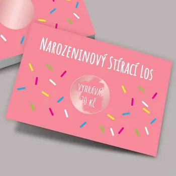 Party dekorace Narozeninové stírací losy RŮŽOVÉ ( 10Ks) Varianta: Bez vlastního textu