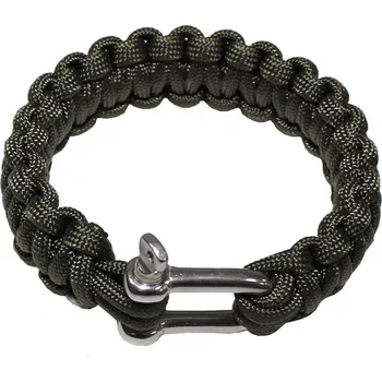 Vybavení pro přežití MFH náramek PARACORD kov.přezka ZELENÝ vel.M-20cm/300cm