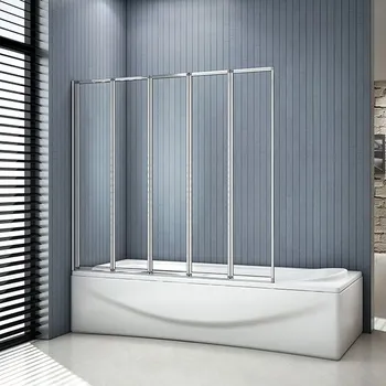 Vanová zástěna Vanová zástěna pětidílná V5 120M, matný chrom , čiré sklo