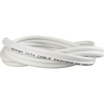 elektrický kabel Koaxiální kabel s napájením pro CCTV BÍLÝ K60+2x0,5mm2 GETFORT 1m