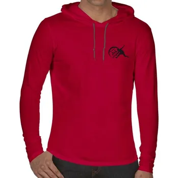 Pánské tričko J&L Pánské triko s dlouhým rukávem a kapucí Barva: Červená, Velikost: M