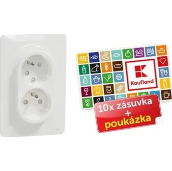 vypínač Schneider Electric Nová Unica dvojzásuvka bílá balení 5ks + poukázka 100 Kč NU206518X5