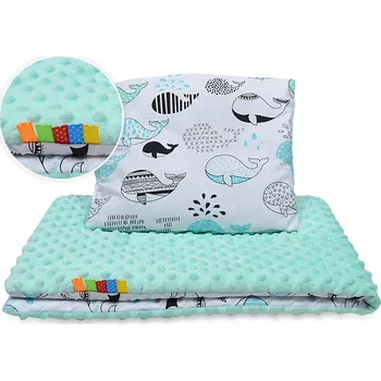 Dětská deka TOMI Minky set do kočárku velryba zelená