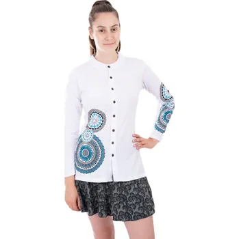 Dámská halenka Bílá dámská košile s mandalami, s nastavitelným rukávem, Anberia White, Sittar L