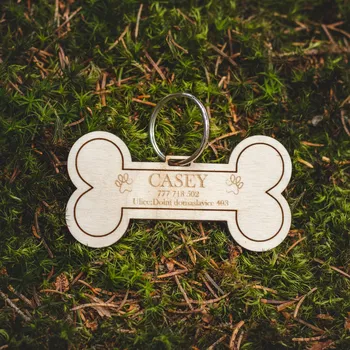 psí známka Dřevěná psí známka KOSTIČKA