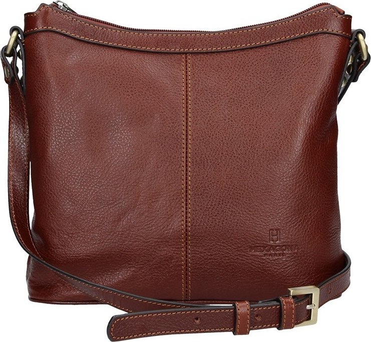 Luxusní kožené dámské crossbody Hexagona 113032 - hnědá