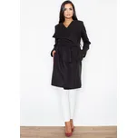 Elegantní černý kabát s páskem M408 Black Velikost: M