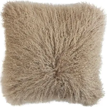 Dekorativní polštářek A LA MAISON Dekorační polštář z vlnité ovčí kožešiny béžový, 40 x 40 cm