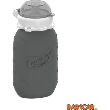 dětská jídelní sada SQUEASY GEAR silikonová kapsička 180ml Šedá
