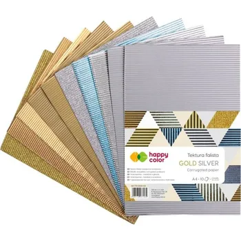 Barevný papír happy color Vlnitý papír A4 sada zlatý a stříbrný mix (10ks)