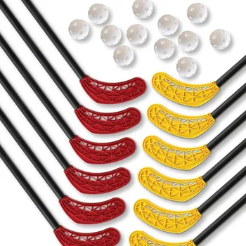 Florbalová hůl Eurostick Poppis 95/108 cm set Florbalový set (13 -15 let) žlutá / červená, Oboustranná, 95cm (=105cm), (13 - 15 let)