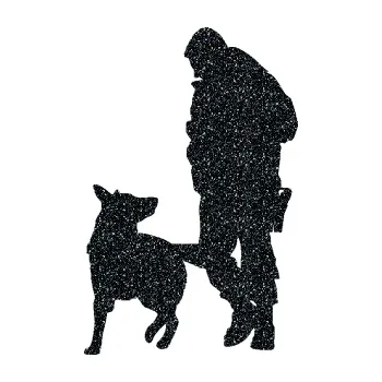 Samolepící dekorace SAMOLEPKA Psovod 003 levá (85 - Ultra Metalic černá) NA AUTO, NÁLEPKA, FÓLIE, POLEP, TUNING, VLASTNÍ TEXT, TISK, AUTOSAMOLEPKY.cz, POLEPY, OBRÁZEK, LOGO, SAMOLEPKY