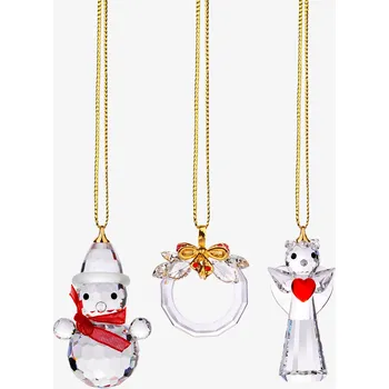 Vánoční dekorace Preciosa vánoční ozdoby Andílek, Sněhulák, Věneček z českého křišťálu Preciosa, sada 3 ks