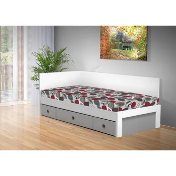 Postel Nabytekmorava Válenda s úložným prostorem Iveta 90 HIT Barva: bílá/ Mega 015 bordo, PROVEDENÍ ČEL: levé