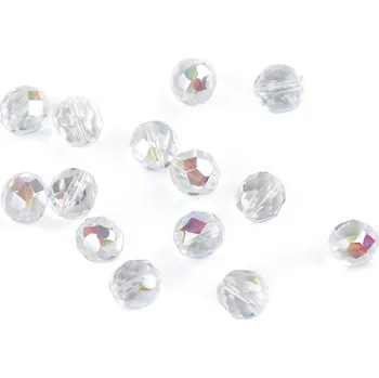 Dětské navlékací korálky Skleněné korálky broušené ohňovky 8 mm, barva 1 00030/28701 transparent AB