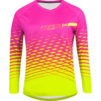 cyklistický dres Force dres F MTB ANGLE LADY dl. rukáv, růžovo-fluo Velikost: XXL