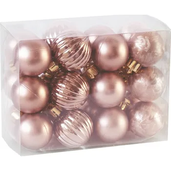 Vánoční dekorace Baňky pvc 24ks/3cm růžová (798807)