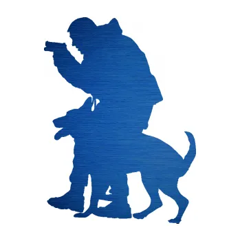 Samolepící dekorace SAMOLEPKA Psovod 004 levá (65 - škrábaný kov modrý) NA AUTO, NÁLEPKA, FÓLIE, POLEP, TUNING, VLASTNÍ TEXT, TISK, AUTOSAMOLEPKY.cz, POLEPY, OBRÁZEK, LOGO, SAMOLEPKY