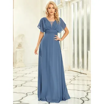 Dámské šaty Stylové maxi šaty s volánovými rukávy Barva: Mořská, Velikost: 3XL