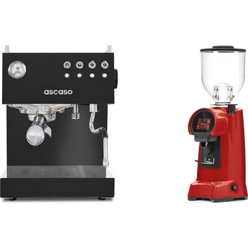 Kávovar Ascaso Steel DUO, Black + Eureka Helios 65, ferrari red
