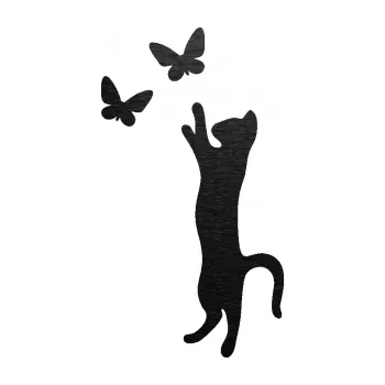 Samolepící dekorace SAMOLEPKA Kočka 025 levá s motýlky (63 - škrábaný kov černý) NA AUTO, NÁLEPKA, FÓLIE, POLEP, TUNING, VLASTNÍ TEXT, TISK, AUTOSAMOLEPKY.cz, POLEPY, OBRÁZEK, LOGO, SAMOLEPKY