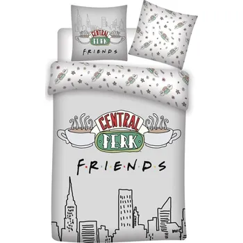 Povlečení Friends povlečení bílé 140 x 200, 63 x 63 cm knoflíky