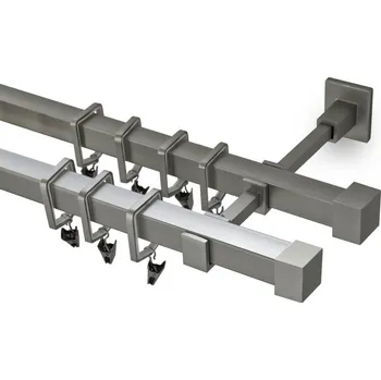 Garnýž Garnýž kovová 210 cm dvouřadá - dvojitá 20x20 klasik matná stříbrná