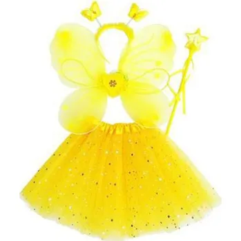 Karnevalový kostým Dětský 4-dílný třpytivý kostým motýlí víly, 3-10 let Barva: Žlutá