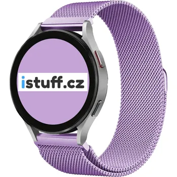 Kovový řemínek milánský tah 20mm pro Samsung / Huawei / Xiaomi / Garmin Barva: Levandulová