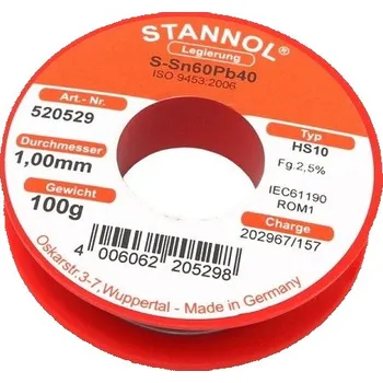 Příslušenství ke svářečce Stannol Cín na pájení Sn60Pb40 100 g 