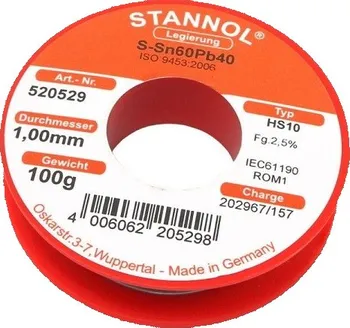 Příslušenství ke svářečce Stannol Cín na pájení Sn60Pb40 100 g 