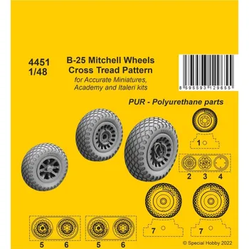 Plastikový model CMK 1/48 B-25 Mitchell wheels - Cross Tread Pattern